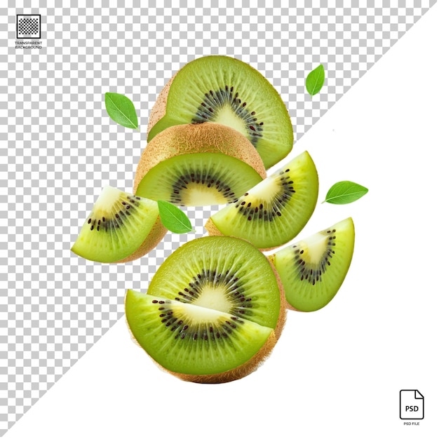 Flying kiwi isolated on transparent background psd
