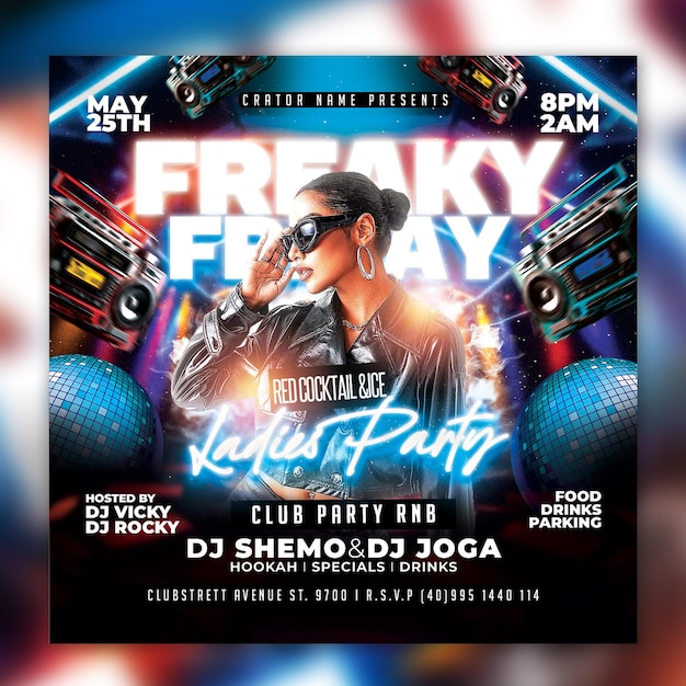 Freaky friday ladies night party flyer