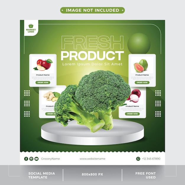 Fresh fruit product social media post modern template