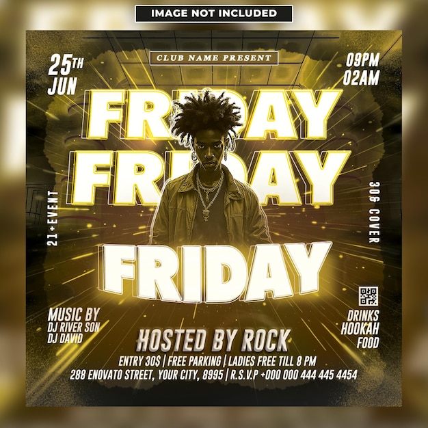 Friday night club party event flyer template