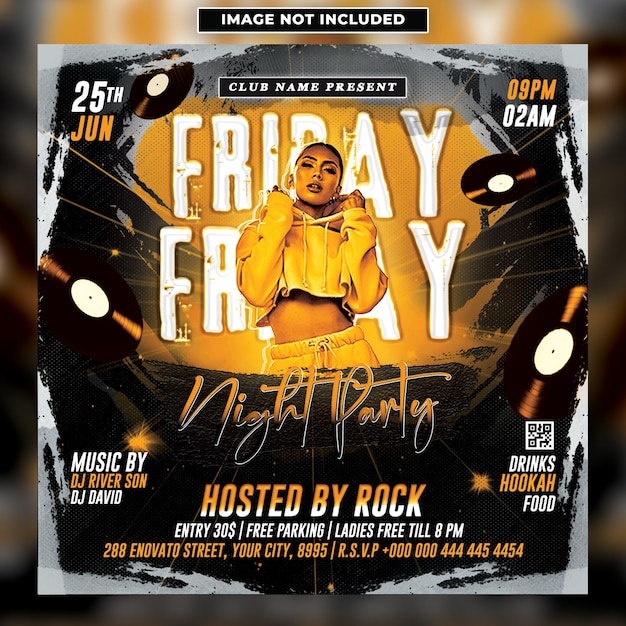 Friday night party club flyer template