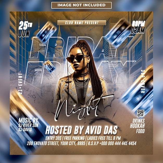 Friday night party event flyer template