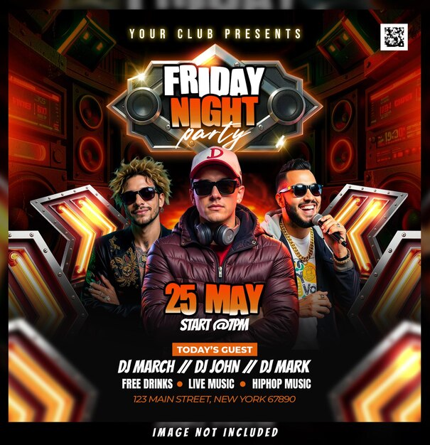 Friday night party event flyer