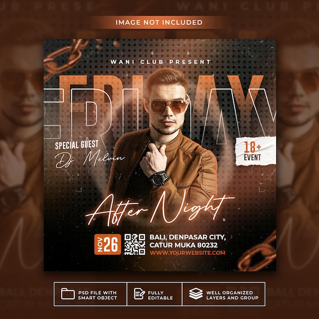 Friday party after night flyer social media post web banner premium psd