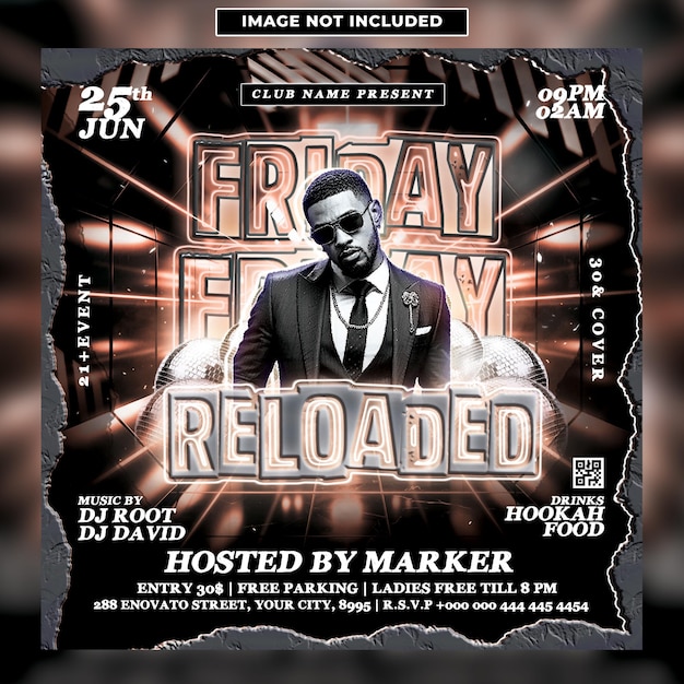 Friday reloaded club party flyer template