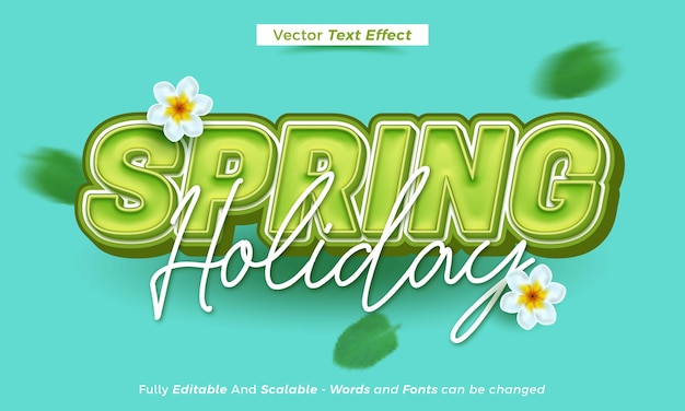 Fully editable spring holiday text effect vector illustration
