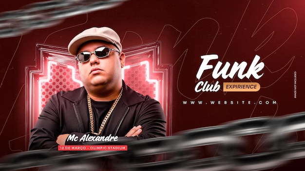 Funk club experience party banner psd template