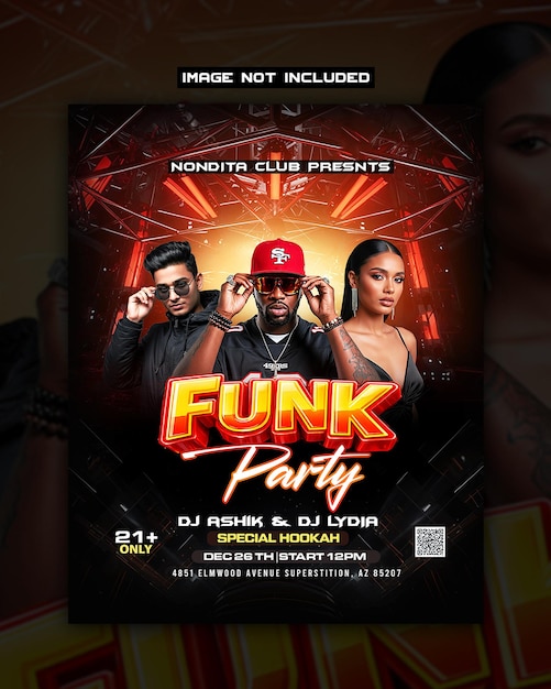 Funk party club event flyer template
