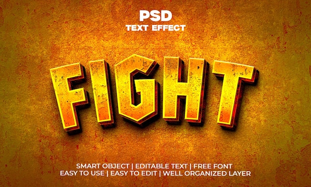 Gold metallic fight 3d text effect