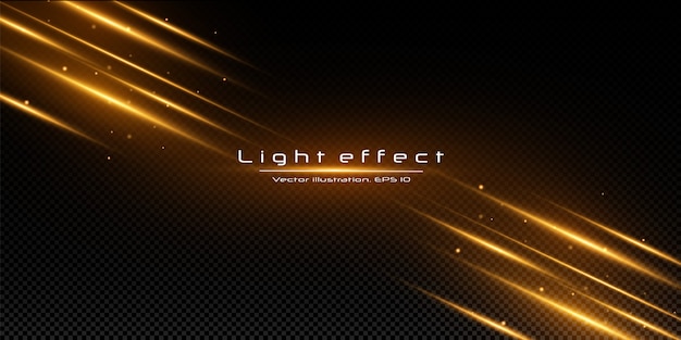 Golden light effect. Abstract laser beams of light. Chaotic neon rays of light .