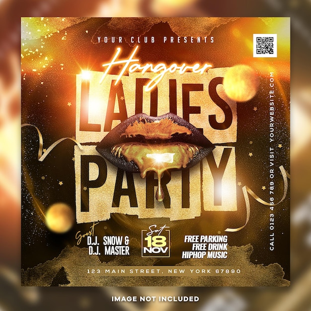 Golden night party social media post design psd