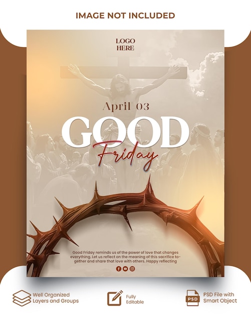 Good friday christian holiday social media post template