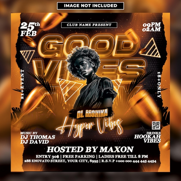 Good vibes club party flyer template