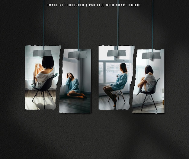 Hanger photo frame mockup premium psd