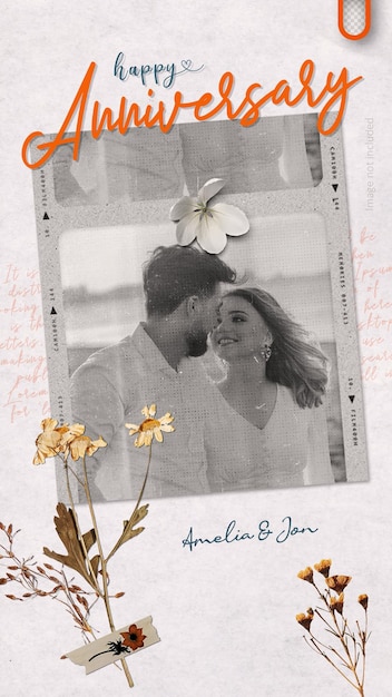 Happy anniversary celebration card social media post template