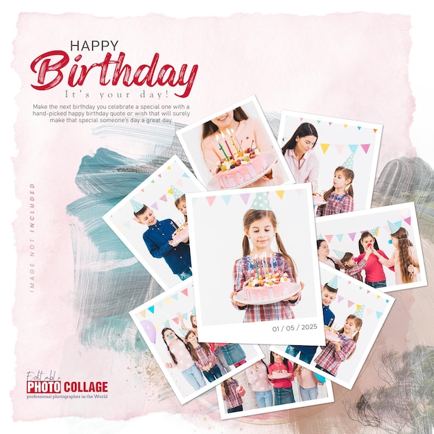 Happy birthday collage grid