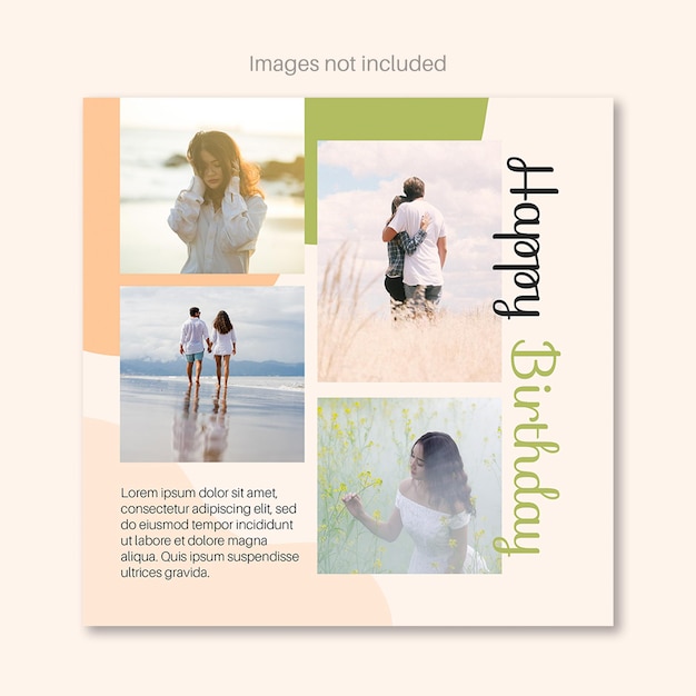 Happy birthday collage of photos for social media post