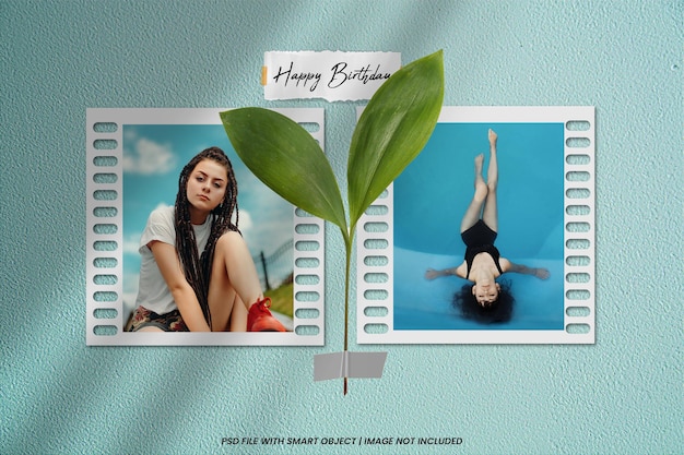 Happy birthday photo frame mockup premium psd