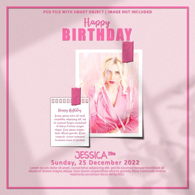 Happy birthday photo frame set mockup premium psd