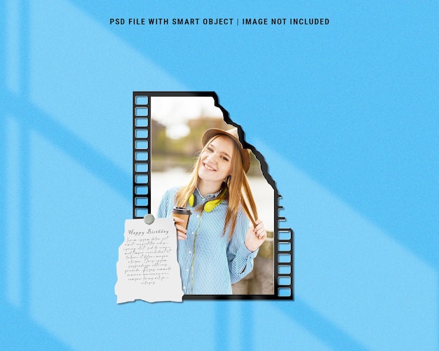 Happy birthday photo frame set moodboard mockup premium psd premium psd