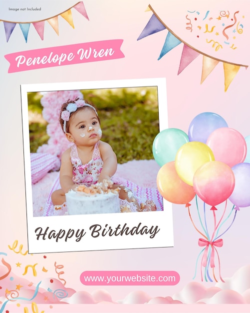 Happy birthday social media and instagram post design template