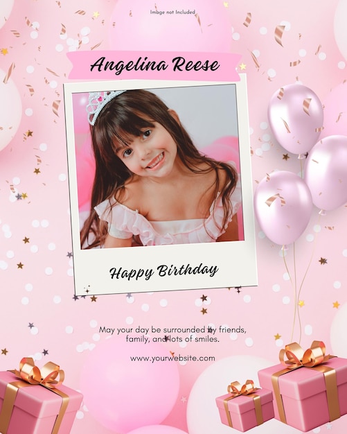 Happy birthday social media and instagram post design template