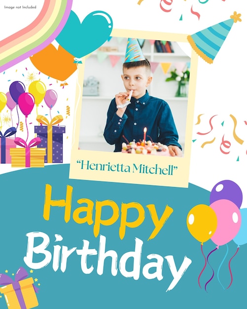 Happy birthday social media and instagram post design template