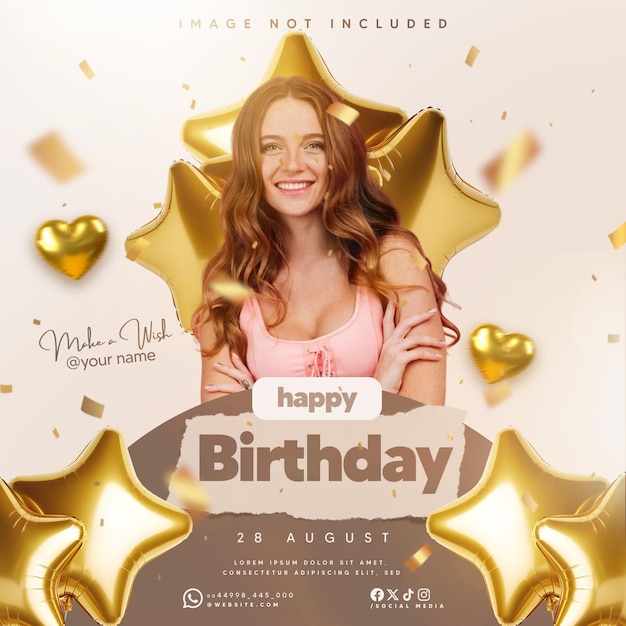 Happy birthday social media post template