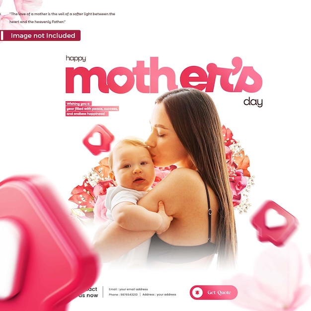 Happy mothers day social media post template with mother and baby