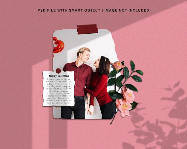 Happy valentine photo frame set mockup premium psd