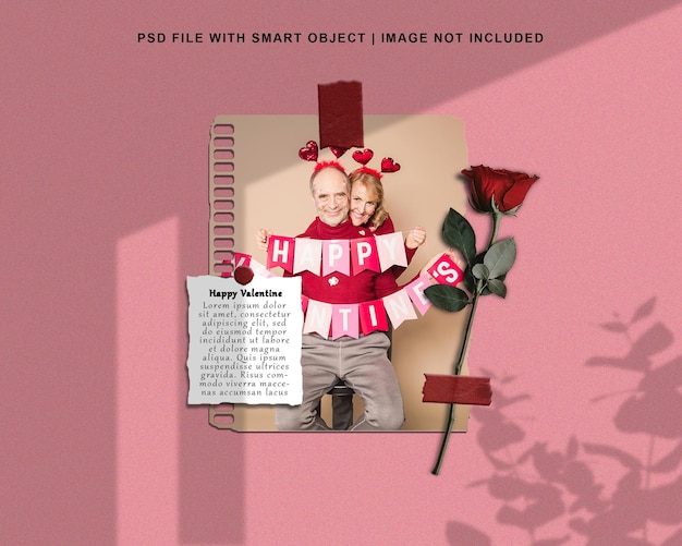 Happy valentine photo frame set mockup premium psd