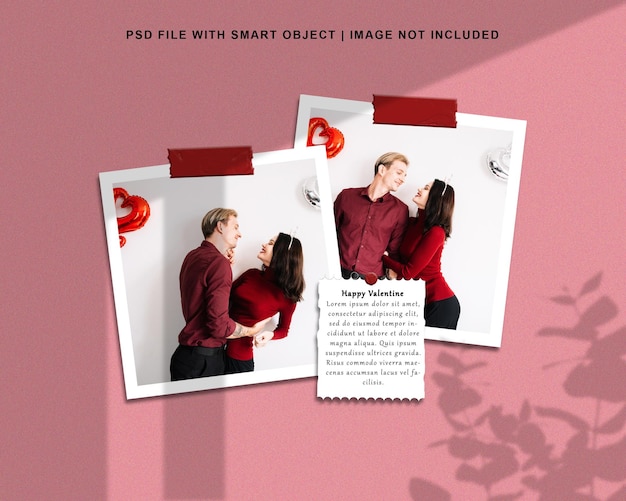 Happy valentine photo frame set mockup premium psd