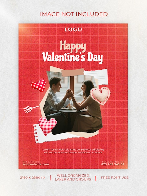 Happy valentines day social media post with romantic couple