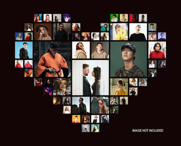 Heart-shaped mosaic of faces