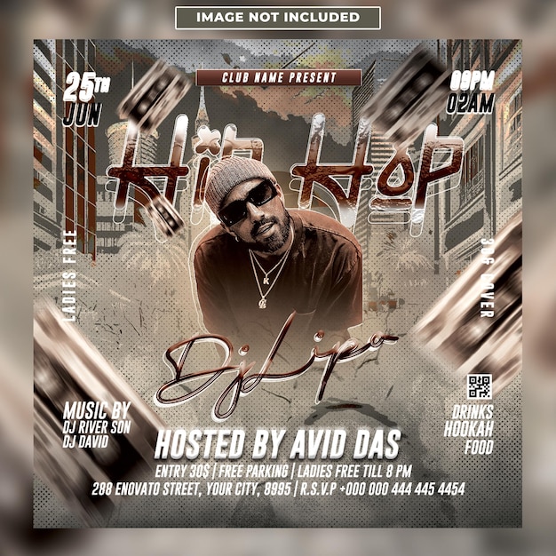 Hip hop party event flyer template