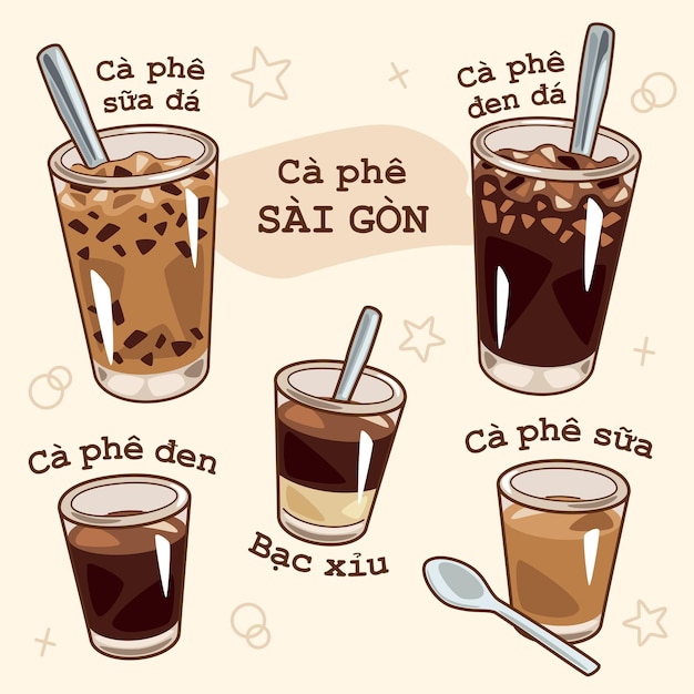 Illustration of saigon coffee vector elements