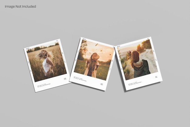 Instant photo prints mockup with outdoor scenes