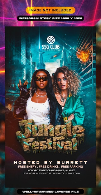Jungle festival event instagram story template
