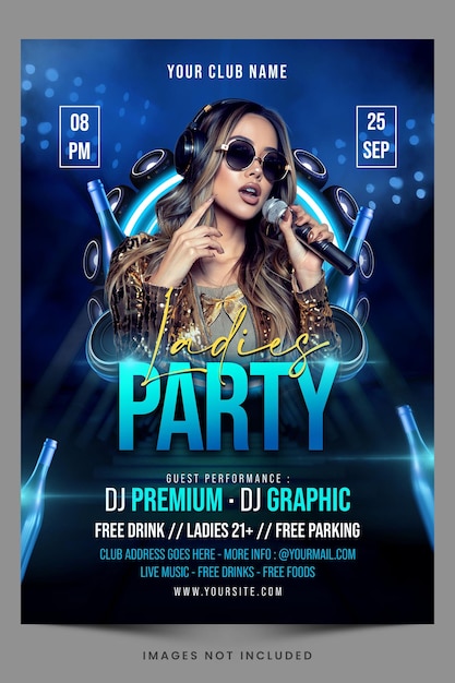 Ladies night party psd flyer template