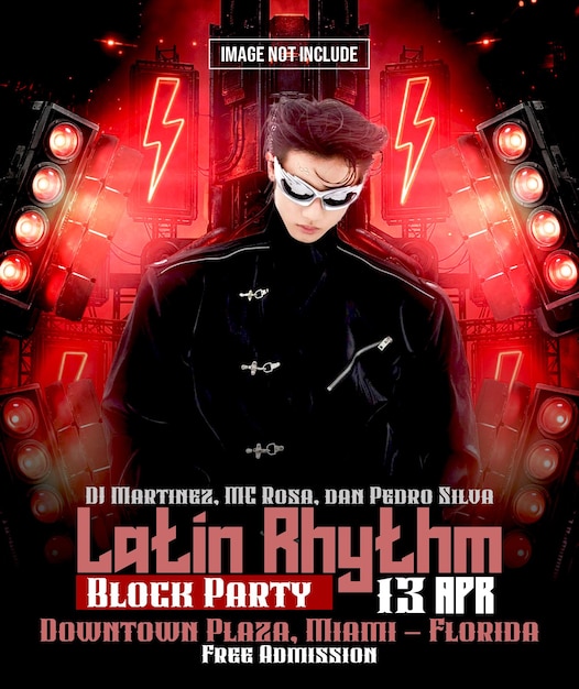 Latin rhythm block party event flyer template