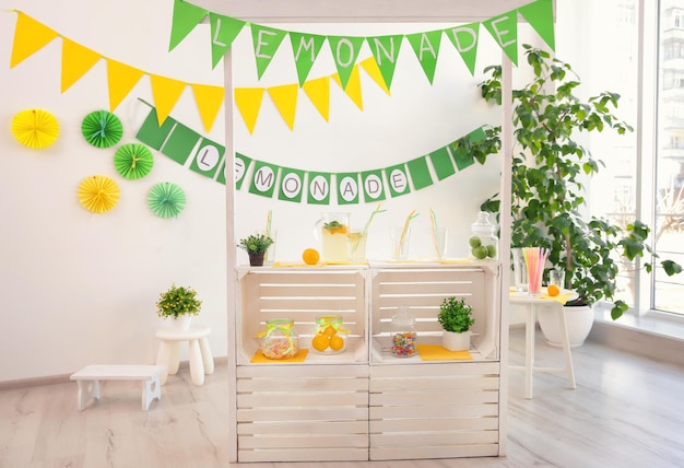Lemonade stand indoors