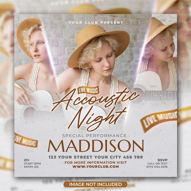 Live music acoustic night flyer social media post template