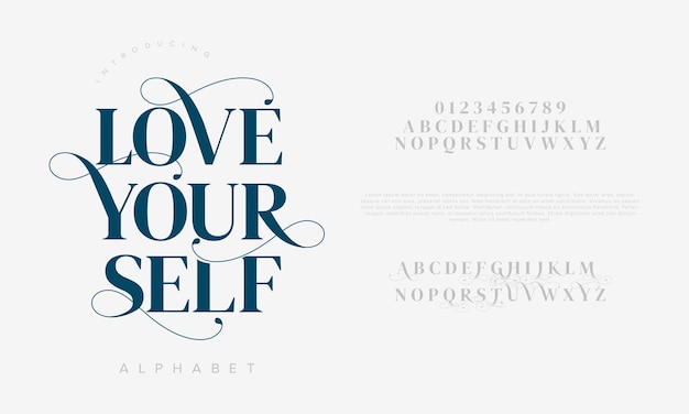 Love typography beauty fashion elegant minimalist serif italic fonts decorative wedding vintage retro logos minimal luxury font alphabet logo vector illustration