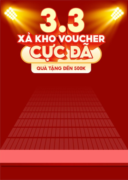 March 3 super sale design with 3d numbers on the podium and gift boxes on a red background