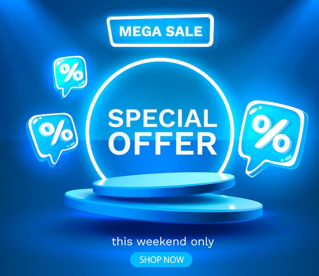 Mega sale special offer stage podium percent stage podium scene with for award decor element