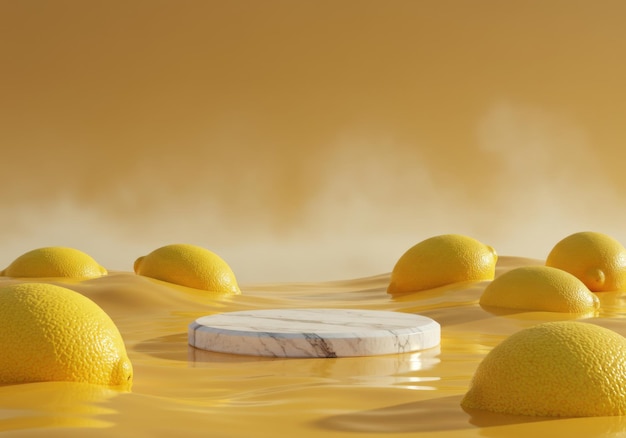 Melting lemon hill with marble podium