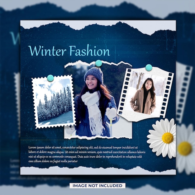 Moodboard polaroid photo frame paper mockup