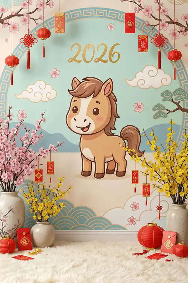 Phông nền ghép ảnh baby năm ngựa