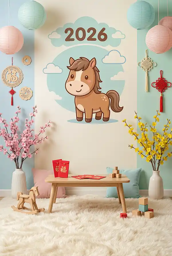 Phông nền ghép ảnh baby năm ngựa