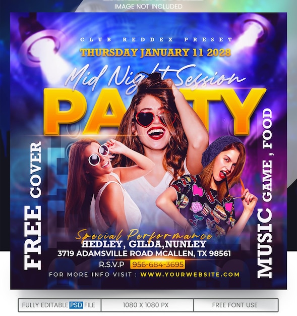 New style dj party social media post night party flyer templateinstagram post design party poster